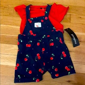 “Sweet as a cherry” shorts overall w/ red tee